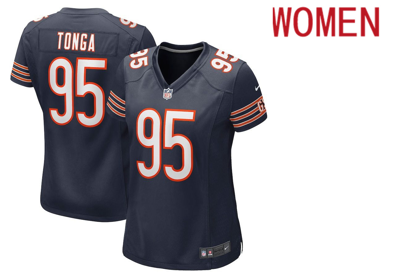 Women Chicago Bears 95 Khyiris Tonga Nike Navy Game NFL Jersey